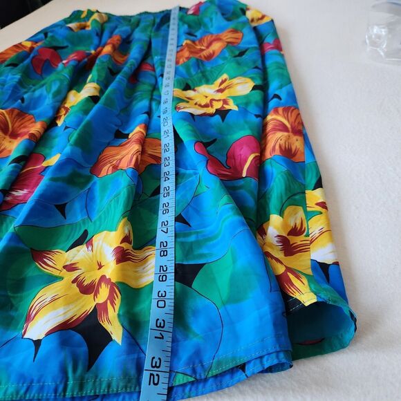 Vintage Skirt Women's 14 midi floral Colorful Flowers Hawaiian Pleated pleated - Picture 5 of 10